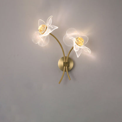 Art Deco Flower Curved Acrylic Iron LED Wall Sconce Lamp