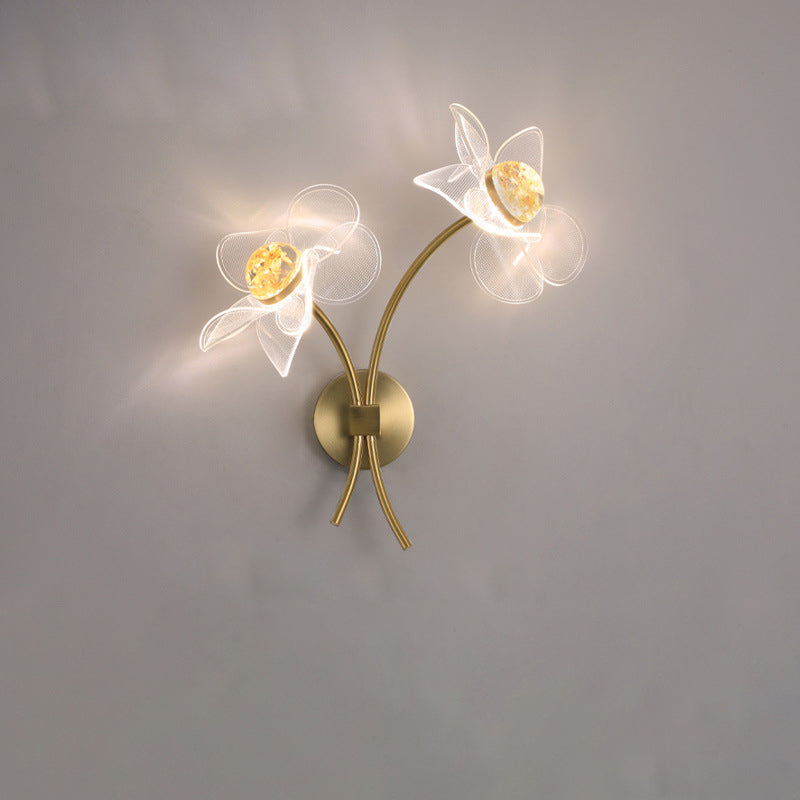 Art Deco Flower Curved Acrylic Iron LED Wall Sconce Lamp