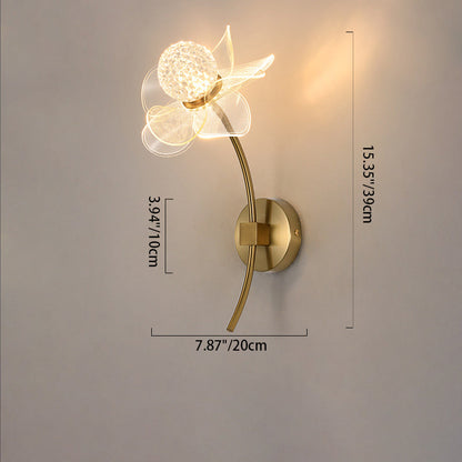Art Deco Flower Curved Acrylic Iron LED Wall Sconce Lamp