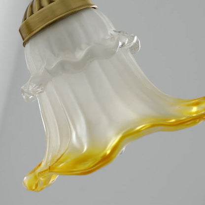 French Rose Floral Glass Brass 1-Light Wall Sconce Lamp