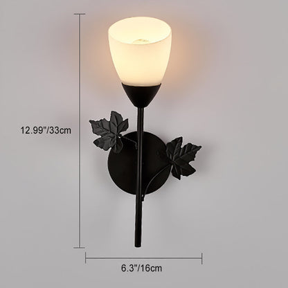 Minimalist Round Leaf Glass Iron 1/2 Light Wall Sconce Lamp