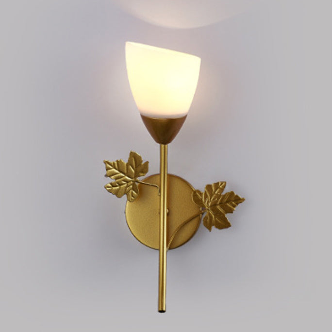 Minimalist Round Leaf Glass Iron 1/2 Light Wall Sconce Lamp