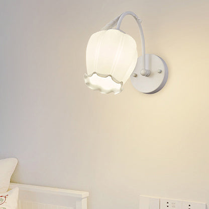 French Round Curved Glass Iron 1-Light Wall Sconce Lamp
