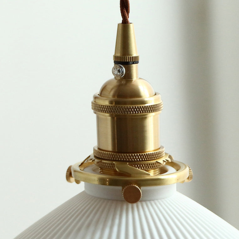 Conical Walnut Ash Wood Brass 1-Light Wall Sconce Lamp