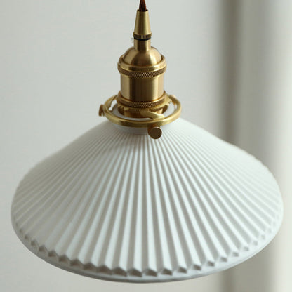 Conical Walnut Ash Wood Brass 1-Light Wall Sconce Lamp