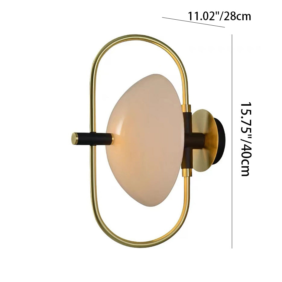 Round Curved Oval Glass Iron 1-Light Wall Sconce Lamp