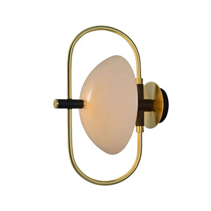 Round Curved Oval Glass Iron 1-Light Wall Sconce Lamp
