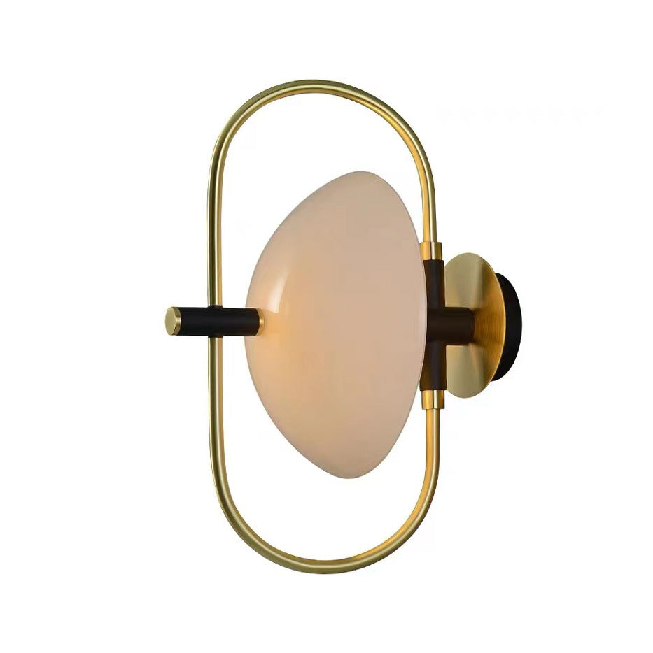 Round Curved Oval Glass Iron 1-Light Wall Sconce Lamp