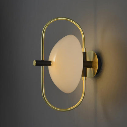Round Curved Oval Glass Iron 1-Light Wall Sconce Lamp