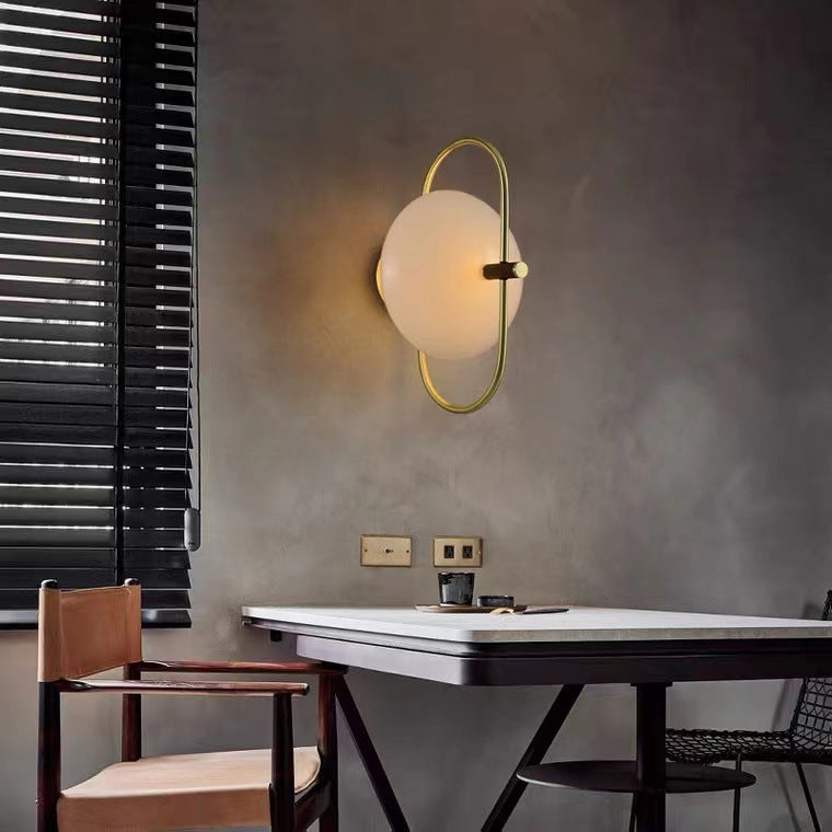 Round Curved Oval Glass Iron 1-Light Wall Sconce Lamp