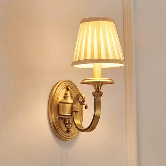 Curved Round Oval Fabric Copper 1/2 Light Wall Sconce Lamp