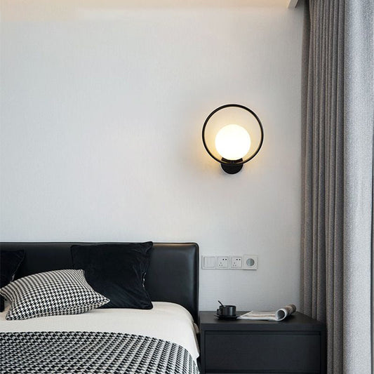 Luxury Oval Round Orb Glass Metal 1-Light Wall Sconce Lamp