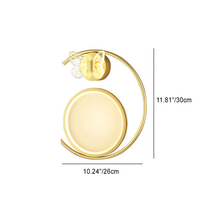 Curved Round Butterfly Silicone Iron LED Wall Sconce Lamp