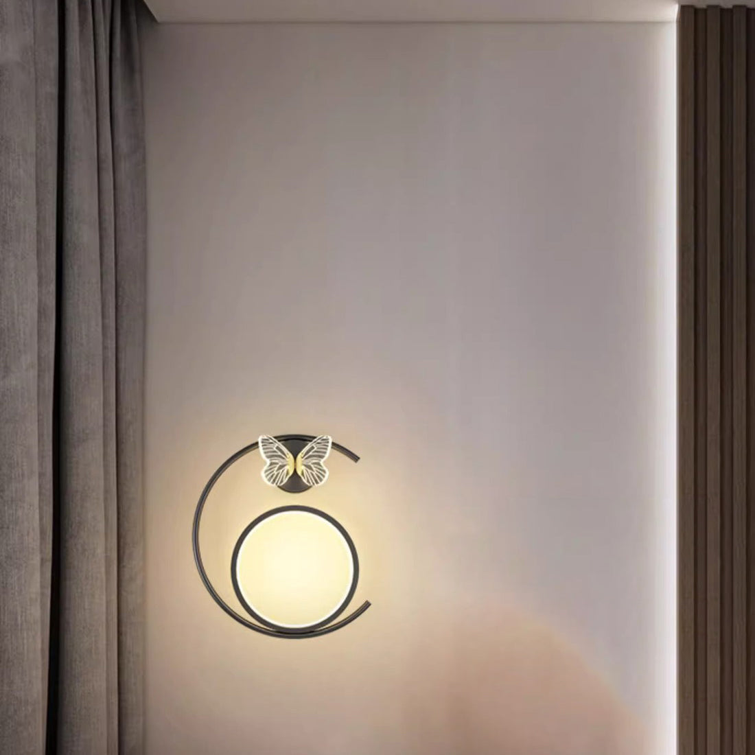 Curved Round Butterfly Silicone Iron LED Wall Sconce Lamp