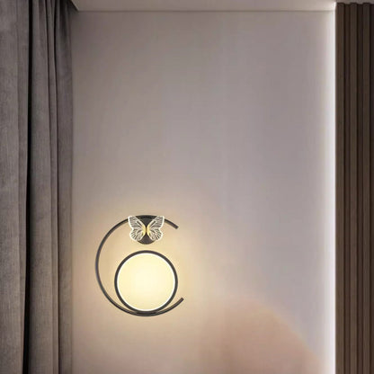 Curved Round Butterfly Silicone Iron LED Wall Sconce Lamp