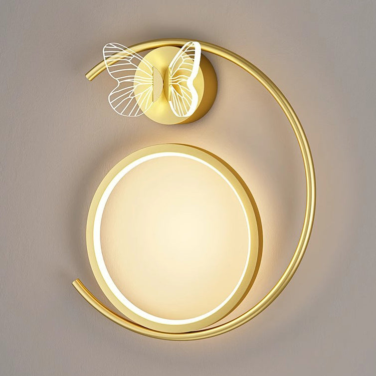 Curved Round Butterfly Silicone Iron LED Wall Sconce Lamp