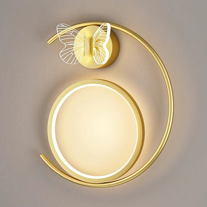 Curved Round Butterfly Silicone Iron LED Wall Sconce Lamp