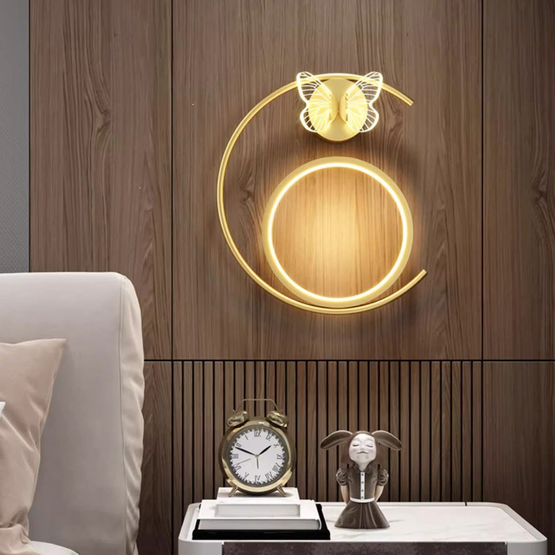 Curved Round Butterfly Silicone Iron LED Wall Sconce Lamp