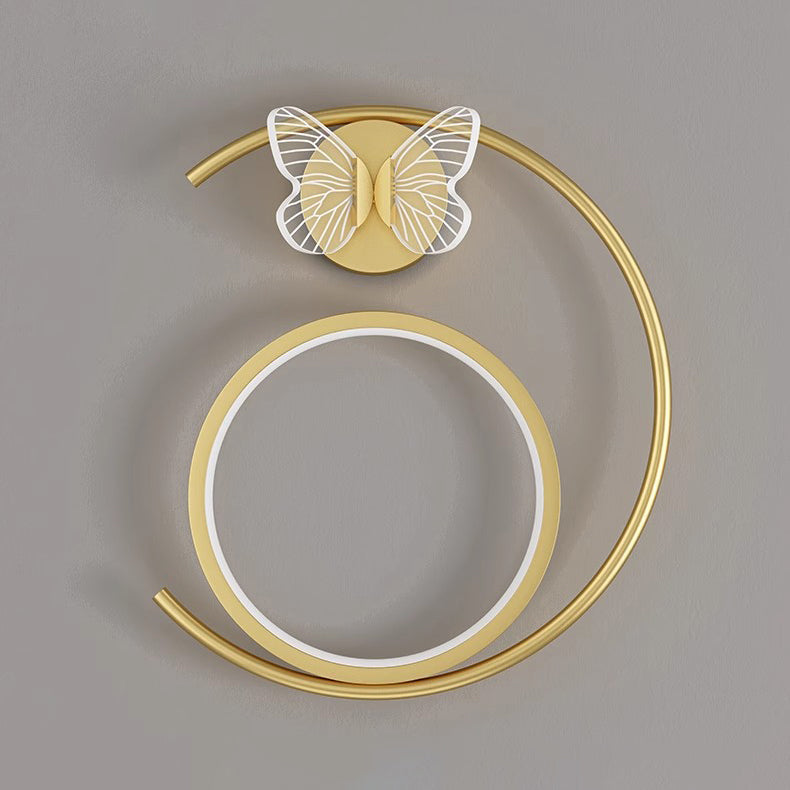 Curved Round Butterfly Silicone Iron LED Wall Sconce Lamp