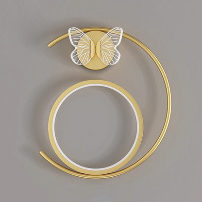 Curved Round Butterfly Silicone Iron LED Wall Sconce Lamp