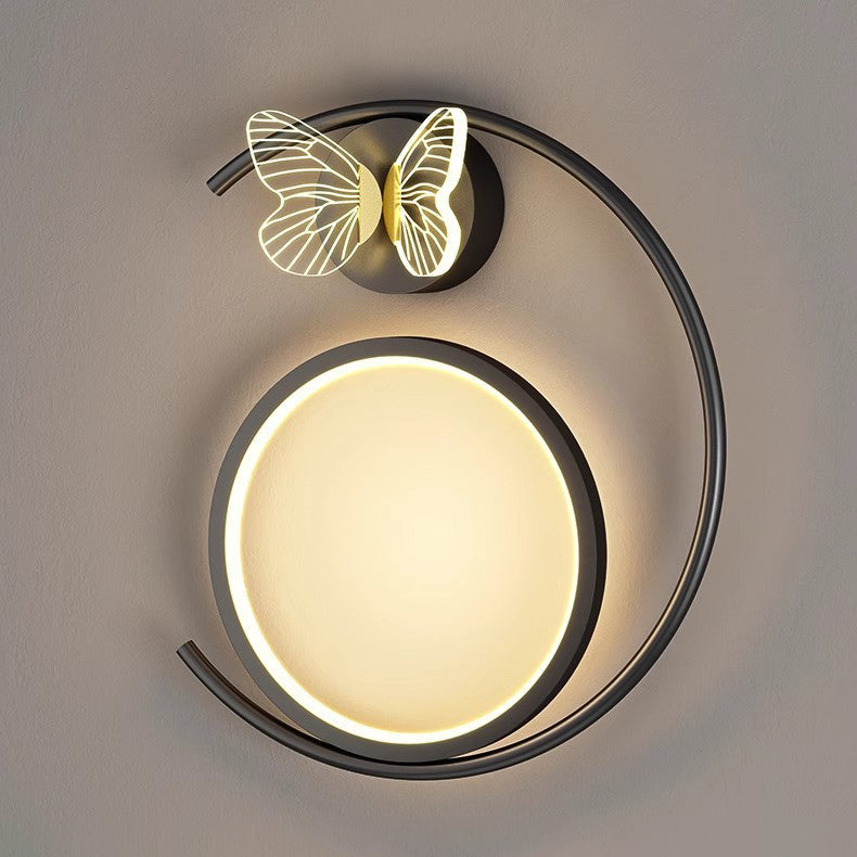 Curved Round Butterfly Silicone Iron LED Wall Sconce Lamp