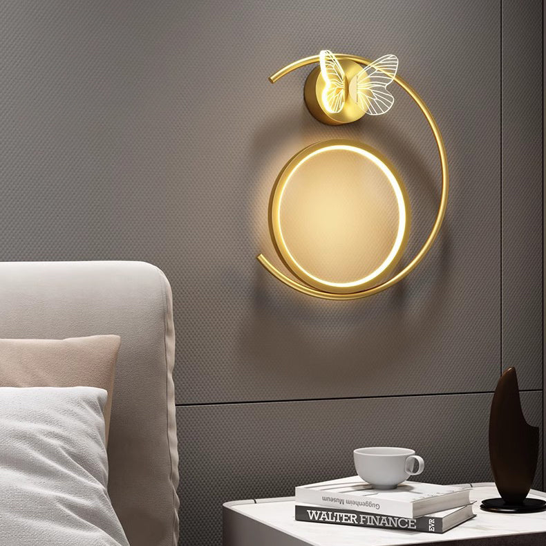 Curved Round Butterfly Silicone Iron LED Wall Sconce Lamp