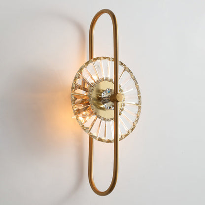 Round Branch Oval Crystal Iron 3-Light Wall Sconce Lamp