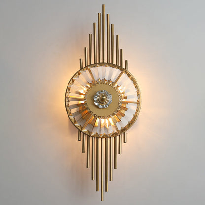 Round Branch Oval Crystal Iron 3-Light Wall Sconce Lamp