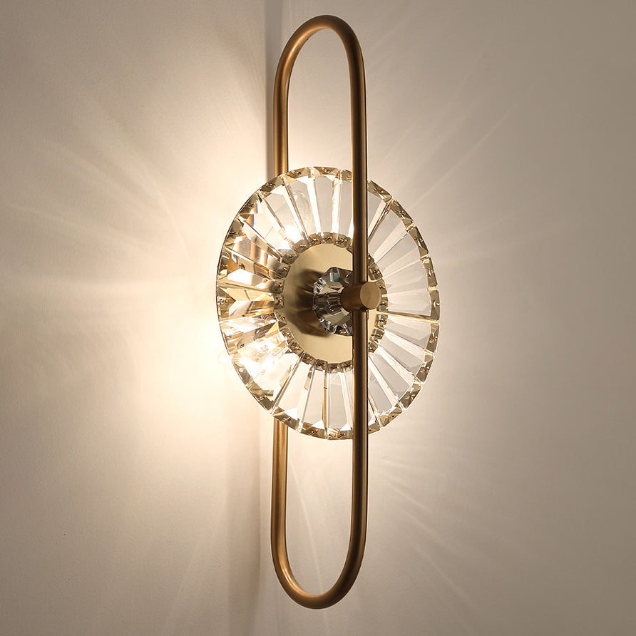 Round Branch Oval Crystal Iron 3-Light Wall Sconce Lamp