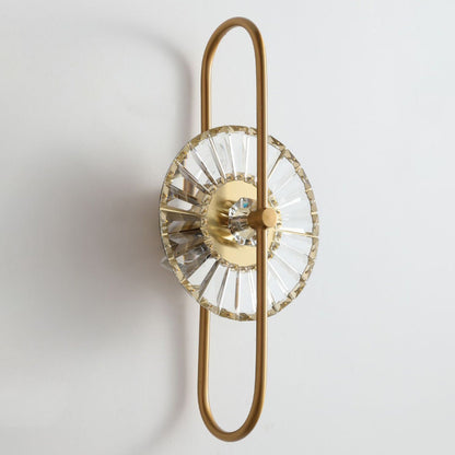 Round Branch Oval Crystal Iron 3-Light Wall Sconce Lamp