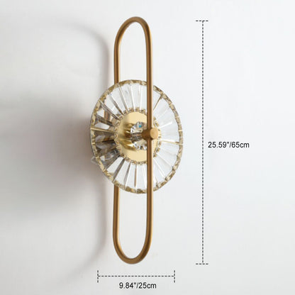 Round Branch Oval Crystal Iron 3-Light Wall Sconce Lamp