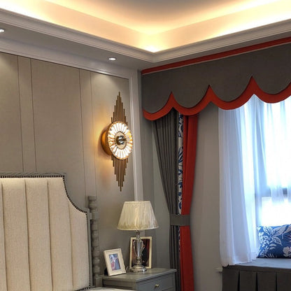 Round Branch Oval Crystal Iron 3-Light Wall Sconce Lamp