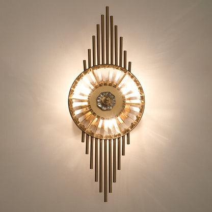 Round Branch Oval Crystal Iron 3-Light Wall Sconce Lamp