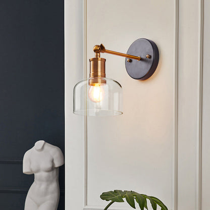 Scandinavian Cylinder Glass Iron 1-Light Wall Sconce Lamp