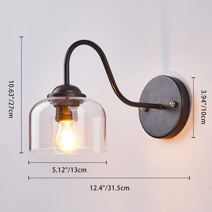 Scandinavian Cylinder Glass Iron 1-Light Wall Sconce Lamp