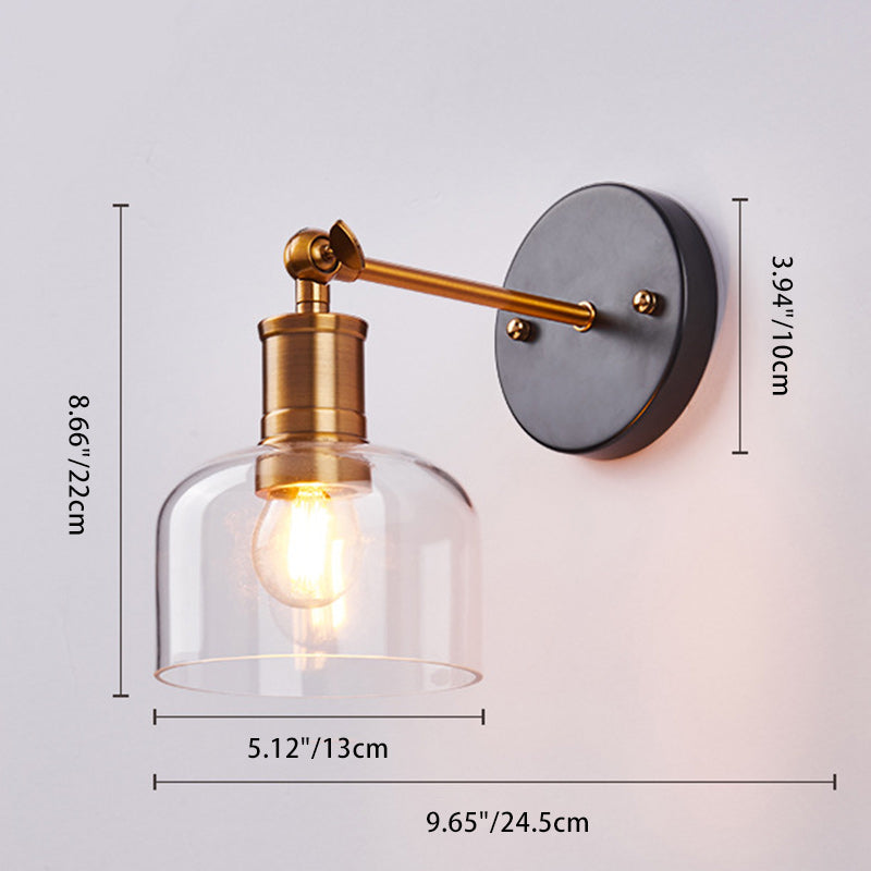 Scandinavian Cylinder Glass Iron 1-Light Wall Sconce Lamp