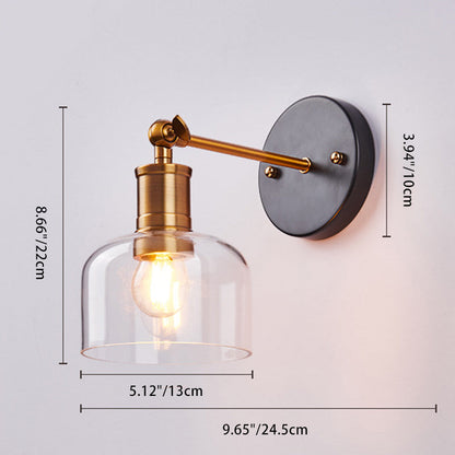 Scandinavian Cylinder Glass Iron 1-Light Wall Sconce Lamp