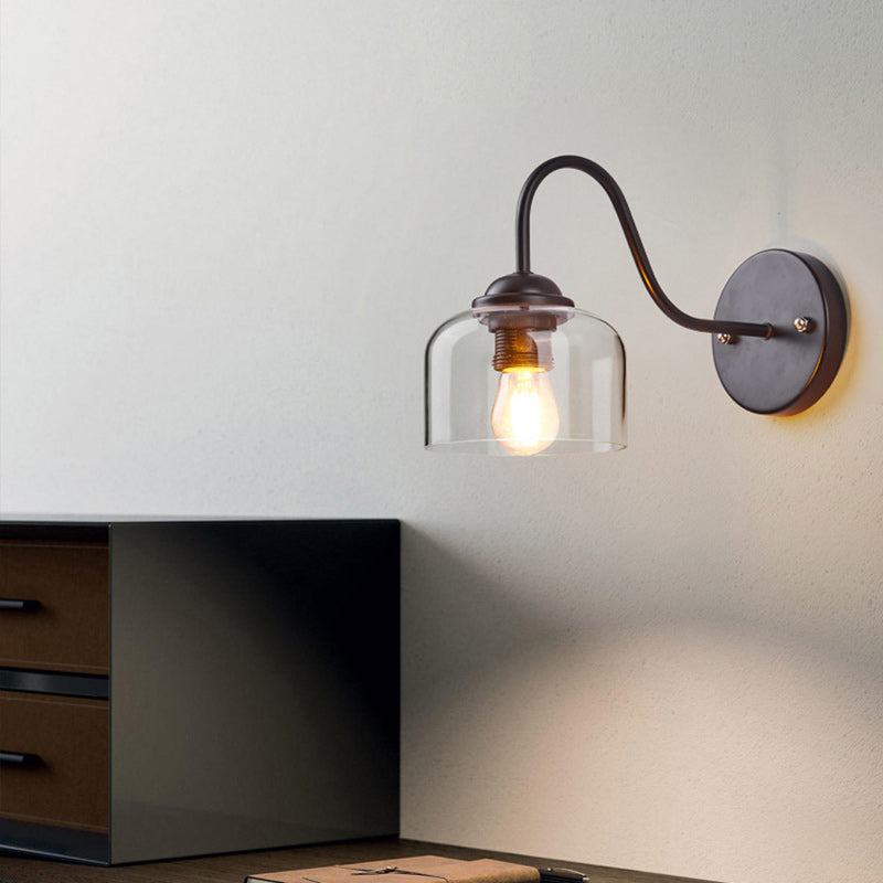 Scandinavian Cylinder Glass Iron 1-Light Wall Sconce Lamp