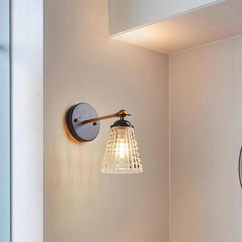 Scandinavian Cylinder Glass Iron 1-Light Wall Sconce Lamp