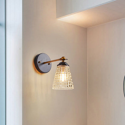 Scandinavian Cylinder Glass Iron 1-Light Wall Sconce Lamp
