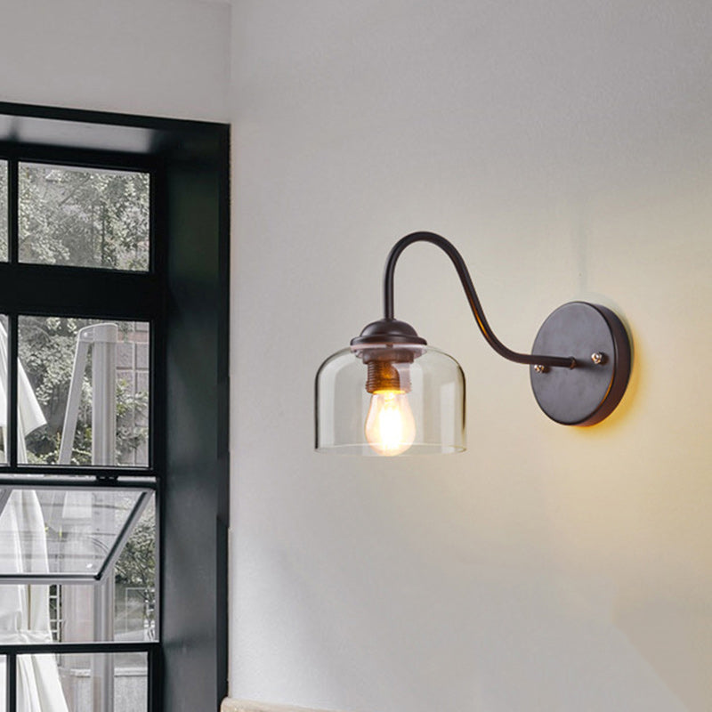 Scandinavian Cylinder Glass Iron 1-Light Wall Sconce Lamp
