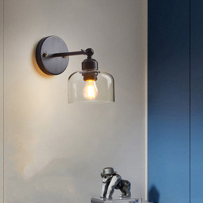 Scandinavian Cylinder Glass Iron 1-Light Wall Sconce Lamp