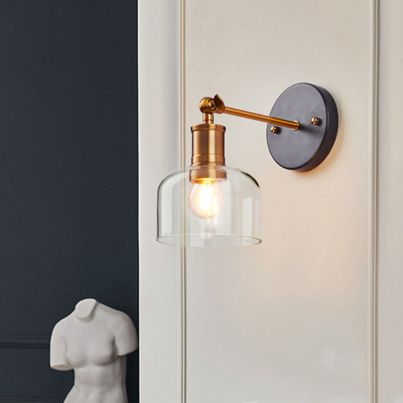 Scandinavian Cylinder Glass Iron 1-Light Wall Sconce Lamp