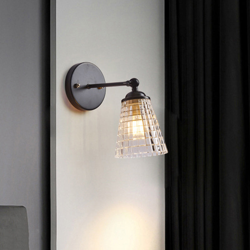 Scandinavian Cylinder Glass Iron 1-Light Wall Sconce Lamp