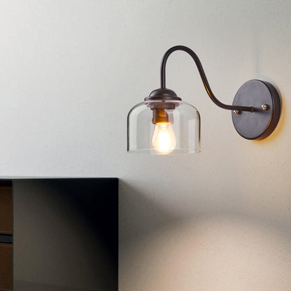 Scandinavian Cylinder Glass Iron 1-Light Wall Sconce Lamp