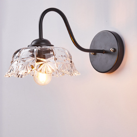 Scandinavian Cylinder Glass Iron 1-Light Wall Sconce Lamp