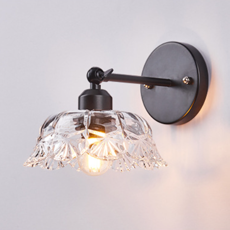 Scandinavian Cylinder Glass Iron 1-Light Wall Sconce Lamp