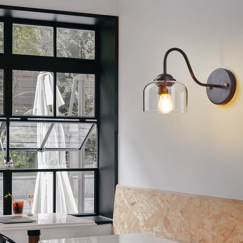 Scandinavian Cylinder Glass Iron 1-Light Wall Sconce Lamp