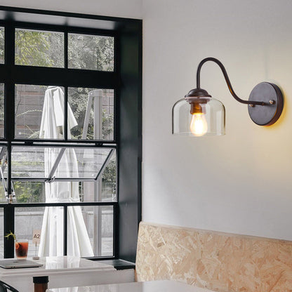 Scandinavian Cylinder Glass Iron 1-Light Wall Sconce Lamp