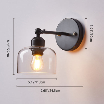 Scandinavian Cylinder Glass Iron 1-Light Wall Sconce Lamp